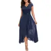 Vestido de Fiesta Europeo y Americano Nuevo Comercio Exterior wish Vestido Amazon Cuello en V Sin Mangas Encaje Malla Vestido Grande