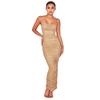 D1066 Ropa de Mujer para Comercio Exterior Europeo y Americano Amazon Tirantes Divididos Ajustado Longitud Media Vestido plisado para Mujer Adulta