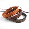 E-commerce transfronteiriço europeu e americano pulseira de couro vintage com padrão da Grande Muralha pulseira estilo punk para homens e mulheres joia simples para todas as ocasiões