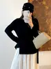 Top de Punto con Cordones y Cintura Fruncida Talla Grande para Mujer Estilo Otoño 2026 Chicas Gorditas Dobladillo Asimétrico Top Base Adelgazante