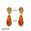 Pendientes Colgantes Ovalados de Resina Transfronterizos para Mujer, Diseño de Nicho a la Moda, Pendientes de Acero Inoxidable Que No Se Desvanecen