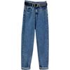 Calça Jeans Reta Estilo Pai para Estudantes, Novo Modelo Outono 2026, Afinando Cintura Alta Solta Cropped Harem Cenoura