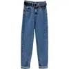 Pantalones vaqueros estilo coreano para adelgazar, cintura alta nueva, estilo papá, para estudiantes mujeres, Otoño 2020, holgados, rectos, tipo harén, zanahoria