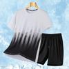Verão Novo Camiseta Masculina de Seda Gelada Moda Casal Marca de Moda Terno de Moda Tamanho Grande Estampa Gradiente Solta Camuflagem