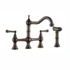 Kaiping Youjia baño Lavabo de Cobre grifo de cuatro agujeros cromado lavabo de ocho pulgadas doble manija Americano con rociador 3841
