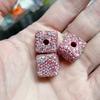 Bola de diamante incrustada con cuentas de cristal de pedrería, cuentas con agujero, cuentas espaciadoras, hechas a mano, material para colgante de pulsera de mano, accesorios de joyería DIY al por mayor