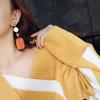 E261 Pendientes de Madera Geométricos Retro Estilo Coreano Simples Elegantes Pendientes Largos de Madera Pendientes de Moda Distintivos
