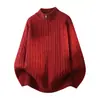 Otoño Invierno Nuevo Diseño de Moda Cuello Semi Alto Cremallera Casual Tejido Suéter Hombre