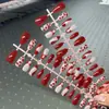 Tiras de Uñas Pre-hechas a Mano, Uñas Portables Estilo Ins Francés Ojo de Gato Moño, Uñas Postizas Puras Hechas a Mano al por Mayor