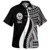 Cor Tahiti Havaí Impressão Digital 3D Tahiti Polinésio Manga Curta Camisa de Renda Casual