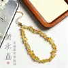 Cordón de cristal amarillo natural para teléfono para mujer, colgante de cadena de teléfono de grava de amatista, correa de muñeca, cadena colgante de teléfono anti-pérdida