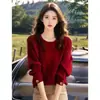 Camiseta base de punto para mujer, primavera, otoño, invierno 2026 nueva moda elegante suéter interior que reduce la edad