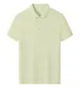 Camisa Polo Lyocell Elegante de Manga Curta com Gola Reversível, Simples e Versátil, Business Casual com Peças de Trabalho Estampadas e Bordadas