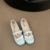 Zapatos Mary Jane de Encaje Satinado Suave Estilo Francés para Mujer, Zapatos de Tacón Único que Aumentan la Altura, Modelo Nuevo 2026 Zapatos de Ballet Bajos