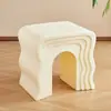 Mesa Auxiliar Creativa de Sofá Color Crema para Uso Doméstico, Taburete para Cambiarse los Zapatos en la Sala de Estar, Mesa de Centro Simple Moderna con Forma de Ola, Mesita de Noche, Otros