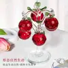(Vem com um tapete) Ornamento de Árvore de Maçã de Cristal Vermelho Decoração de Sala de Estar Ornamento Artesanato Cristal Artificial Estilo Chinês