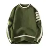 Suéter Tricot Listrado de Quatro Barras Tamanho Grande Popular Europeu Transfronteiriço Masculino High-End Estilo Tb Business Tendência Atacado de Fábrica