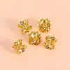Banhado a Ouro 18K Cor Duradoura Dupla Face Flor Oca Porta Contas Acessórios para Joias DIY Pulseira Colar Materiais para Miçangas
