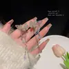 Pendientes Largos de Borla Florales Estilo Bosque de Plata S925 para Mujer, Pendientes de Botón Exquisitos de Circonita con Lazo de Lujo Ligero de Nicho