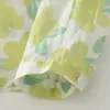 Foto Real de Camisa Pronta com Estampa de Folhas Nicho Francês Boa Qualidade Versátil Fina Floral Top Feminino Verão