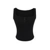 2025 Verano Dulce Chica Caliente Camisola Top Interior Cuello Cuadrado Clavícula Expuesta Diseño de Botones Adelgazante Estilo Corto de Cintura Alta