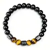 Amazon Shein Tk Pulsera de Venta Caliente Transfronteriza Piedra de Ojo de Tigre Tricolor Obsidiana Pulsera Magnética Venta al por Mayor desde el Fabricante