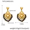 Acero Inoxidable Piedra Natural Borla Corona Corazón Estampado Cerámico DIY Multi-Accesorio Colgante Collar Aretes Set para Mujeres