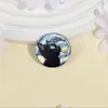 Serie de Pintura al Óleo Estilo Van Gogh Gato Negro Broche Cielo Estrellado Gato Insignia de Metal Fiesta de Estudiantes Personalidad Única Pin Accesorios