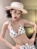 Versión Coreana Chica Linda Foto Fresca Bikini Conjunto de Dos Piezas para Mujeres Juguetona Dulce Picante Ultra-Tierno Pecho Pequeño