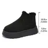 Botas de neve femininas tamanho 44 com forro de fleece, bico redondo, novo modelo outono e inverno, botas de algodão Amazon, sola grossa, atacado, sem cadarço, tamanho grande, comércio exterior 2025
