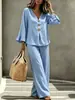 Conjunto Esportivo Casual Feminino para Comércio Exterior: Conjunto de Duas Peças: Camiseta de Manga Longa com Decote em V e Calças, Terno de Moda Primavera/Outono