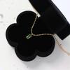XL081 luxo leve cor de diamante verde pequeno zircônia cubo conta redonda colar corrente clavícula aço titânio banhado cor ouro 18K proteção