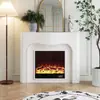 Gabinete Decorativo de Chimenea Estilo Retro Americano, Gabinete de Almacenamiento Texturizado Blanco y Negro, Gabinete de Entrada para Sala de Estar Estilo Francés con Luces, Gabinete Lateral Artístico