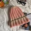 Sombrero de punto oversize para otoño e invierno para mujer estilo coreano que combina con todo sombrero de lana simple de rayas anchas degradado que combina con todo sombrero tipo pullover
