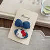 Estilo Coreano Cuadros Rojos y Azules Mezclilla Gato Kt Niños Niñas Pasador Lindo Dibujos Animados Accesorios para el Cabello Flequillo Cabello Suelto Tocado Pasador