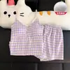 Algodón de Nube Verano Nuevo 2026 Camisola con Copas Pantalones Cortos Pijama para Mujer Lindo Dulce Conjunto de Ropa para el Hogar