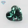 Piedra desnuda de cristal afilado artificial en forma de corazón, gema sintética de color piedra desnuda en forma de corazón 113#106#142# sistema azul-verde