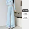 Pantalones de chándal para mujer estilo americano con cintura acanalada, nuevos para primavera y otoño, adelgazantes, de cintura alta, holgados, rectos, para mujer petite, de pierna ancha estrecha