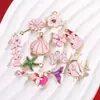 Pingentes de Liga Metálica Rosa Esmaltada Acessórios para Joias DIY Estrela do Mar Flor Chaveiro Encantos Acessórios para Brincos