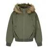 Chaqueta de algodón con capucha y cuello de pelo desmontable para hombre, cálida de invierno, estilo callejero, decoración de botones, sentido del diseño, chaqueta abrigo de algodón arrugado