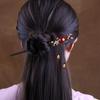 Horquilla de madera de ébano de imitación con borlas, horquilla con forma de paso, tocado antiguo para niños, accesorios para el cabello, horquilla para el cabello de ropa antigua, accesorios para el cabello