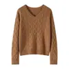 Nuevo Suéter de Cachemira para Mujer Otoño/Invierno 2026, Suéter Jacquard Grueso con Patrón de Diamantes, Holgado de Cuello V, Camiseta Básica de Punto Casual