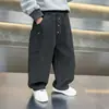 Ropa de Otoño e Invierno para Niños Pantalones de Pierna de Tijera de Siete Botones Estilo Coreano Pantalones Casuales Atractivos para Niños Pequeños y Medianos Pantalones Versátiles con Estilo