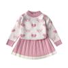 Conjunto de Suéter para Niñas 2025 Otoño e Invierno Nuevo Estilo Coreano Moda Cápsulas Corazón Tejido de Punto Jersey de Manga Larga Conjunto de Dos Piezas Tendencia