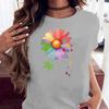 Desejo ebay Amazon estação independente gola redonda solta AliExpress camiseta criativa de flor manga curta para mulheres