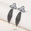 Brincos de Corrente Longa com Garras Exageradas Elegantes de Prata S925 com Strass para Mulheres Brincos com Franjas de Diamante Colorido Europeus e Americanos Brincos da Moda