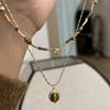 Collar de cuentas de ojo de tigre ovalado con baño de oro auténtico, cadena de clavícula Maillard vintage, elegante y a la moda para mujer.