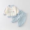 (Selecionado rigorosamente) Conjunto de Roupa Infantil Novo Outono Meninas Colorido Estampado Simples Moletom e Calça de Moletom Peça Dupla