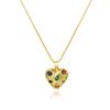 Moda Pendiente de Collar de Amor con Apertura de Zircón Irregular para Viajero Temperamento Femenino de Alta Gama Doble Combinación Corazón de Durazno