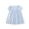 Vestido bordado de verano 2026 para niñas con dulce cuello Peter Pan y manga corta, directo de fábrica, versión coreana, atuendo de verano